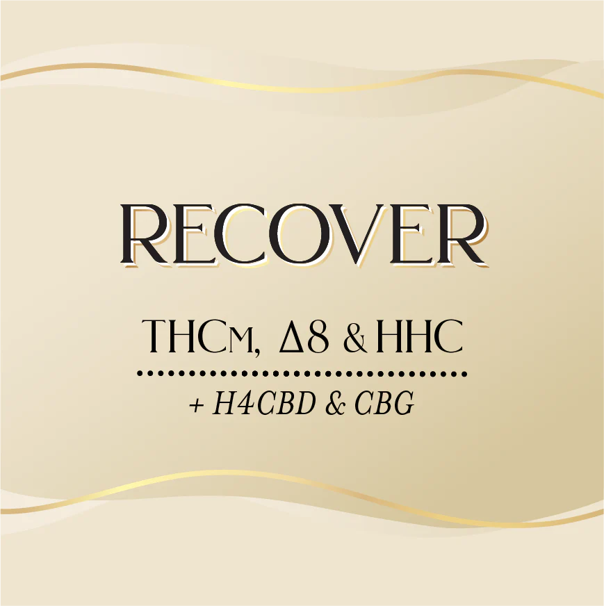 Recover blend of cannabinoids, THCm (Delta-8-Tetrahydrocannabinol methyl ether), Delta 8 THC  (Delta-8-tetrahydrocannabinol), HHC  (Hexahydrocannabinol), H4CBD (4-Hydroxy-Cannabidiol) and CBG (Cannabigerol)