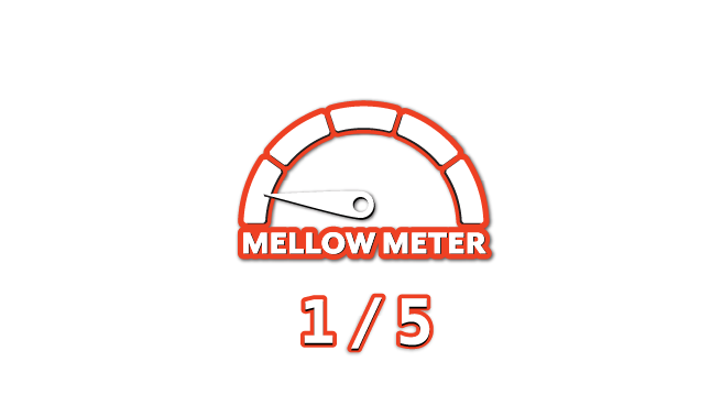 Mellow meter image displaying a gauge with a low reading, labeled "1/5" underneath. The needle points towards the low end, indicating minimal mellowness.