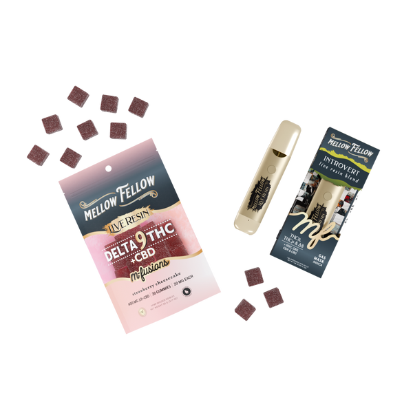The NYC Bundle: Strawberry Cheesecake Delta 9 Live Resin Edibles / Introvert Blend (Gas Mask) 1ml Live Resin Disposable Vape The NYC Bundle: Strawberry Cheesecake Delta 9 Live Resin Edibles / Introvert Blend (Gas Mask) 1ml Live Resin Disposable Vape