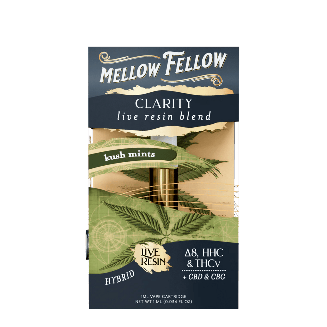 Clarity Blend 1ml Live Resin Vape Cartridge - Kush Mints (Hybrid) - Mellow Fellow