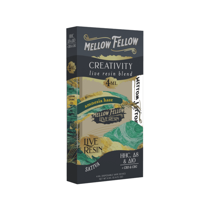 Creativity Blend 4ml Live Resin Disposable Vape - Amnesia Haze (Sativa) - Mellow Fellow