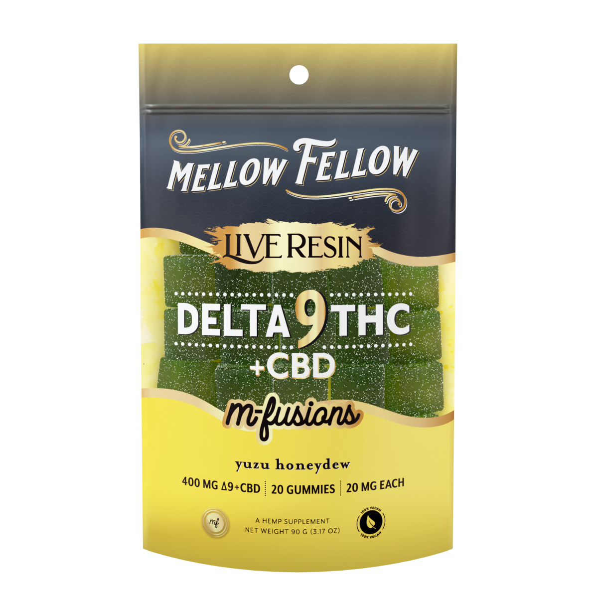 Delta 9 Live Resin Edibles 400mg - Yuzu Honeydew – Mellow Fellow