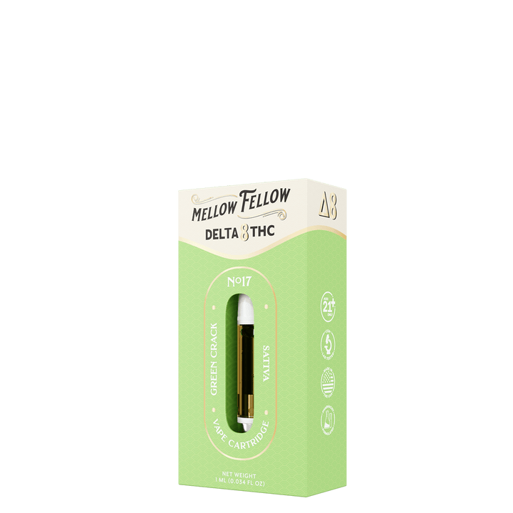 Delta 8 1ml Vape Cartridge - Green Crack (Sativa) - Mellow Fellow