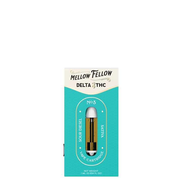 Delta 8 1ml Vape Cartridge - Sour Diesel (Sativa) - Mellow Fellow