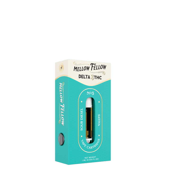 Delta 8 1ml Vape Cartridge - Sour Diesel (Sativa) - Mellow Fellow