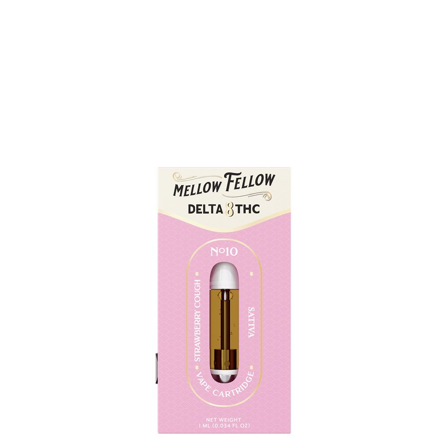 Delta 8 1ml Vape Cartridge - Strawberry Cough (Sativa) - Mellow Fellow