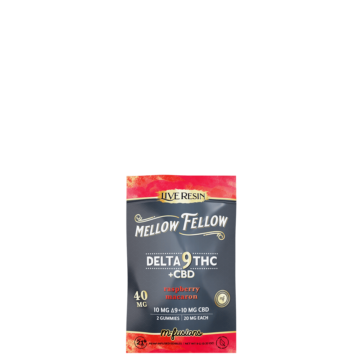Delta 9 Live Resin Gummies 40mg 2 ct. - Raspberry Macaron – Mellow