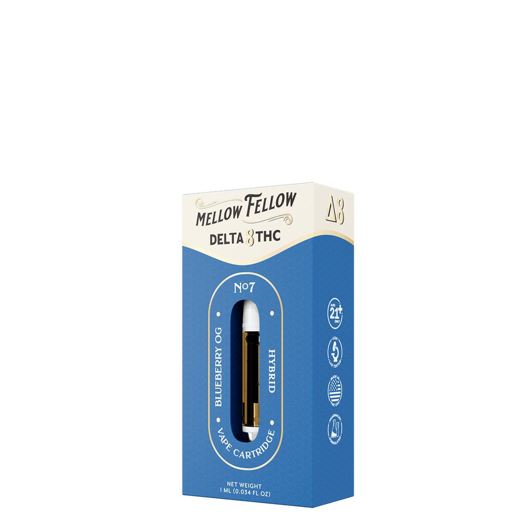 Delta 8 1ml Vape Cartridge - Blueberry OG (Hybrid) - Mellow Fellow