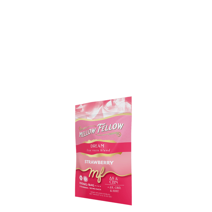 Dream Blend - Live Resin M - Fusions Edibles Sachets - Strawberry 100mg - Mellow Fellow