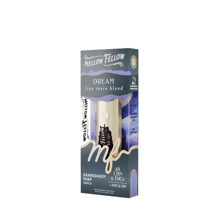 Dream Blend - Destination: Machu Picchu - Live Resin 1ml Disposable Vape - Granddaddy Purp (Indica) - Mellow Fellow