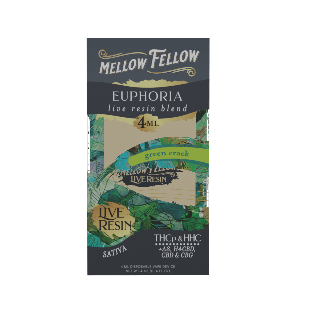 Euphoria Blend 4ml Live Resin Disposable Vape - Green Crack (Sativa) - Mellow Fellow