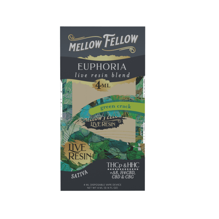 Euphoria Blend 4ml Live Resin Disposable Vape - Green Crack (Sativa) - Mellow Fellow