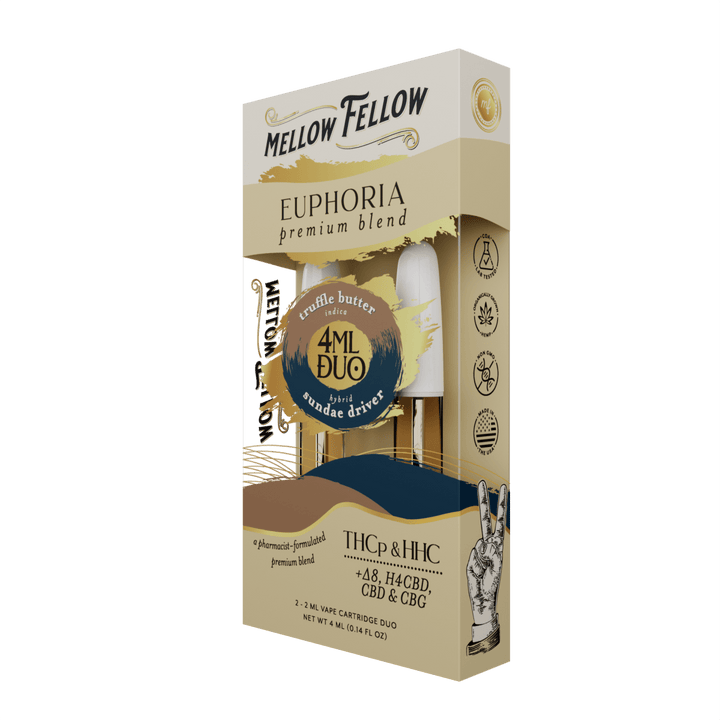 Euphoria Blend - Truffle Butter (Indica) & Sundae Driver (Hybrid) - 2ml Vape Cartridge Duo (4ml) - Mellow Fellow