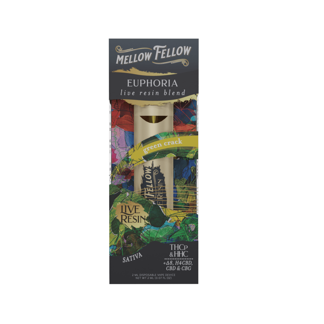 Euphoria Blend 2ml Live Resin Disposable Vape - Green Crack (Sativa) - Mellow Fellow