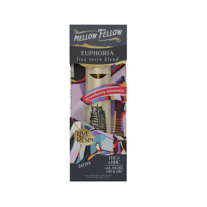 Euphoria Blend 2ml Live Resin Disposable Vape - Strawberry Amnesia (Sativa) - Mellow Fellow