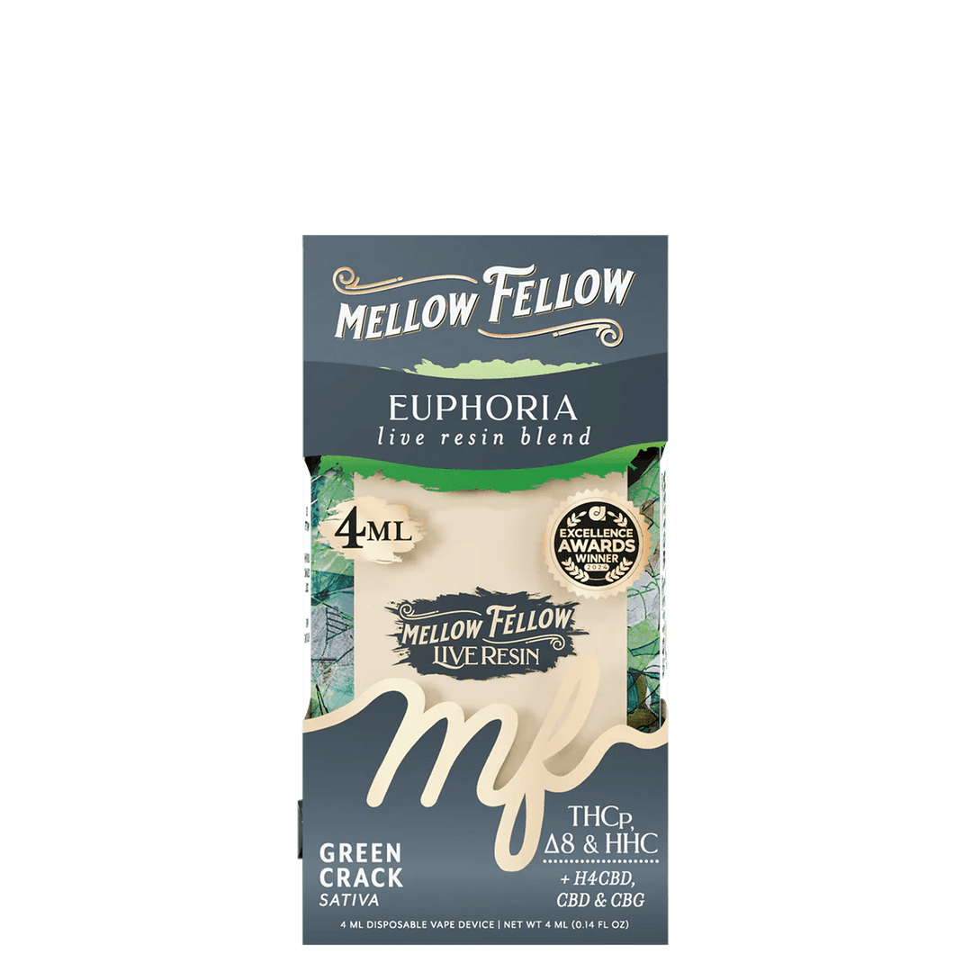 Euphoria Blend 4ml Live Resin Disposable Vape - Green Crack (Sativa) - Mellow Fellow