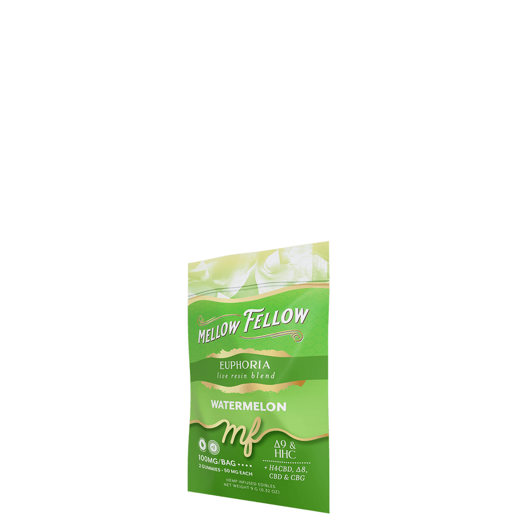 Euphoria Blend - Live Resin M - Fusions Edibles Sachets - Watermelon 100mg - Mellow Fellow