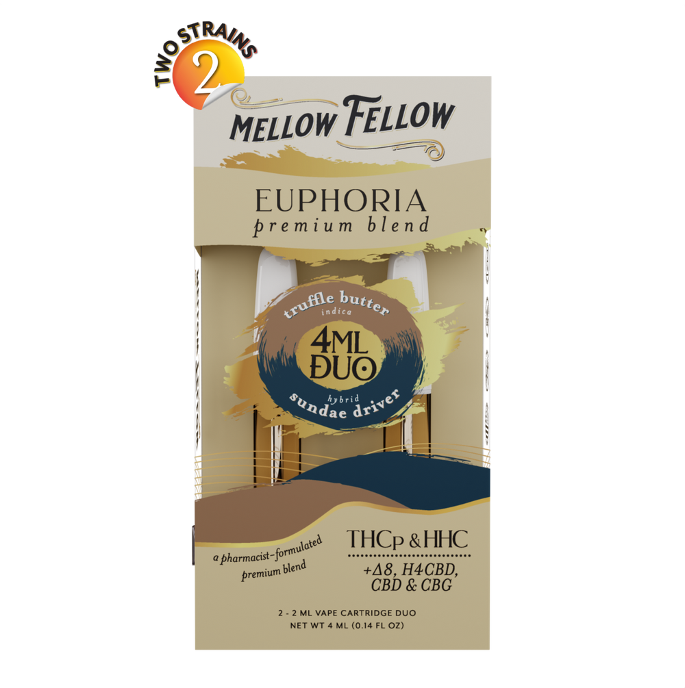 Euphoria Blend - Truffle Butter (Indica) & Sundae Driver (Hybrid) - 2ml Vape Cartridge Duo (4ml) - Mellow Fellow