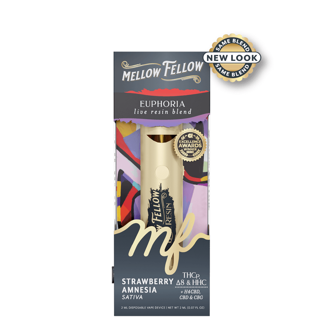 Euphoria Blend 2ml Live Resin Disposable Vape - Strawberry Amnesia (Sativa) - Mellow Fellow