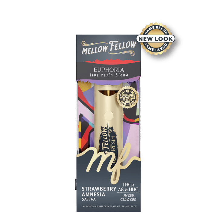 Euphoria Blend 2ml Live Resin Disposable Vape - Strawberry Amnesia (Sativa) - Mellow Fellow