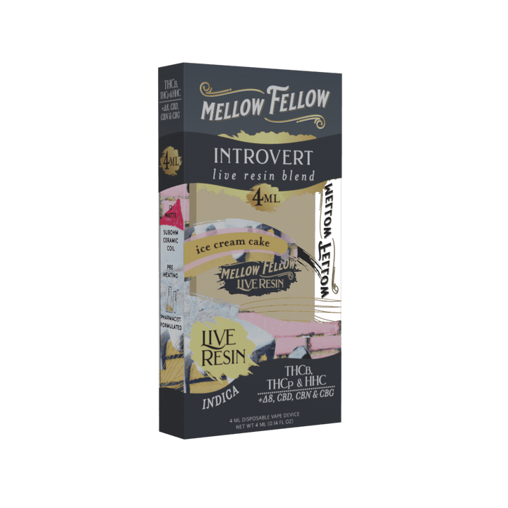 Introvert Blend 4ml Live Resin Disposable Vape - Ice Cream Cake (Indica) - Mellow Fellow