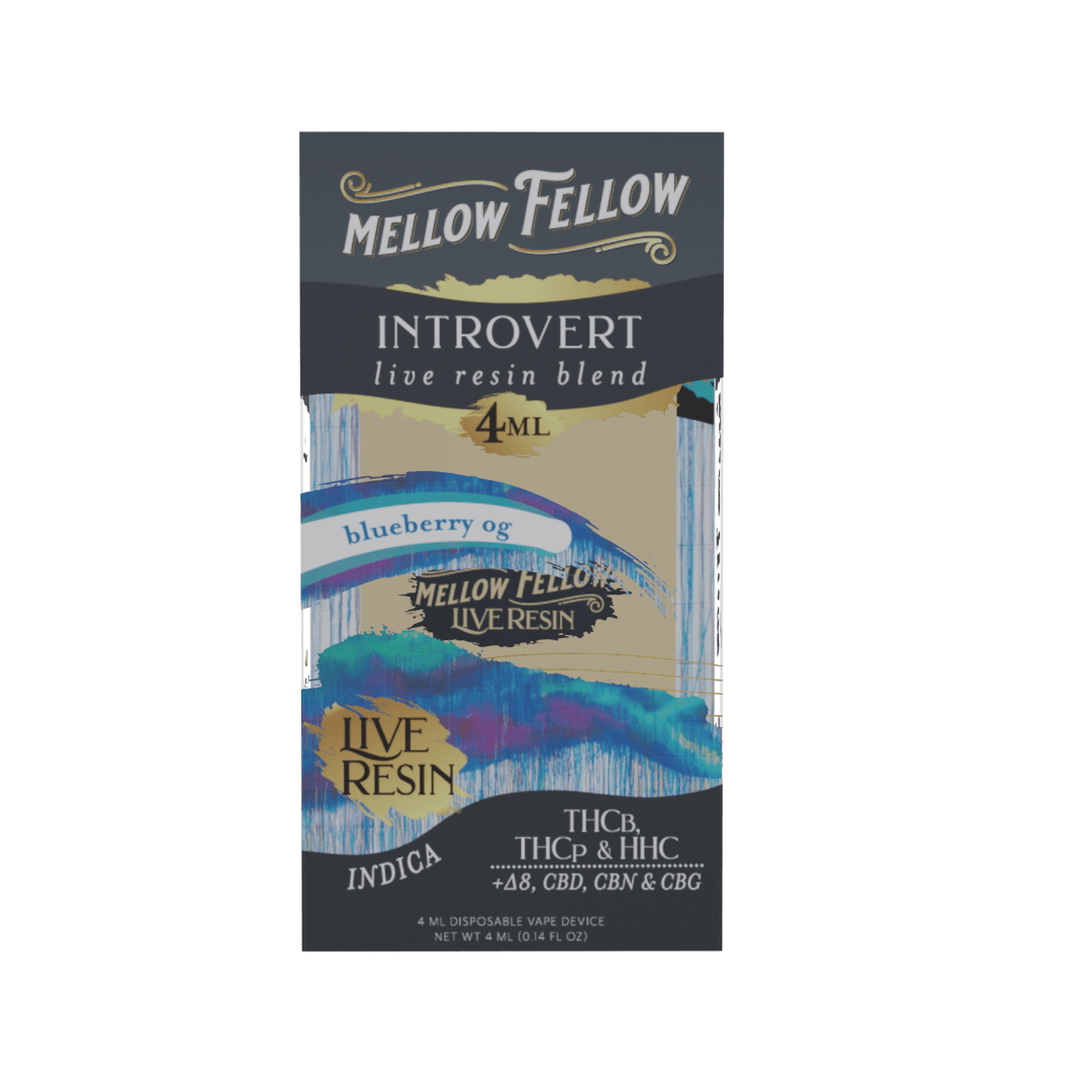 Introvert Blend 4ml Live Resin Disposable Vape - Blueberry OG (Indica) - Mellow Fellow