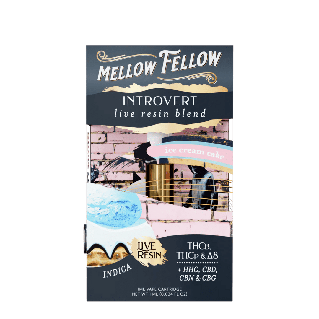 Introvert Blend 1ml Live Resin Vape Cartridge - Ice Cream Cake (Indica) - Mellow Fellow
