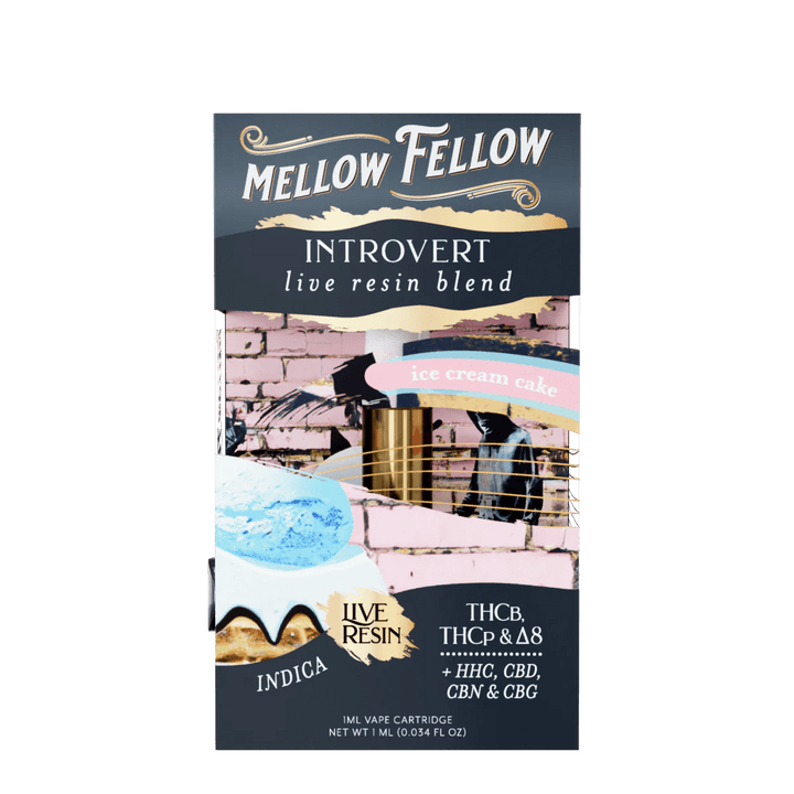 Introvert Blend 1ml Live Resin Vape Cartridge - Ice Cream Cake (Indica) - Mellow Fellow