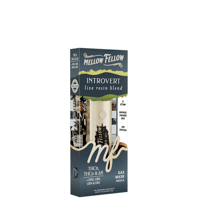 Introvert Blend - Destination: NYC - Live Resin 1ml Disposable Vape - Gas Mask (Indica) - Mellow Fellow