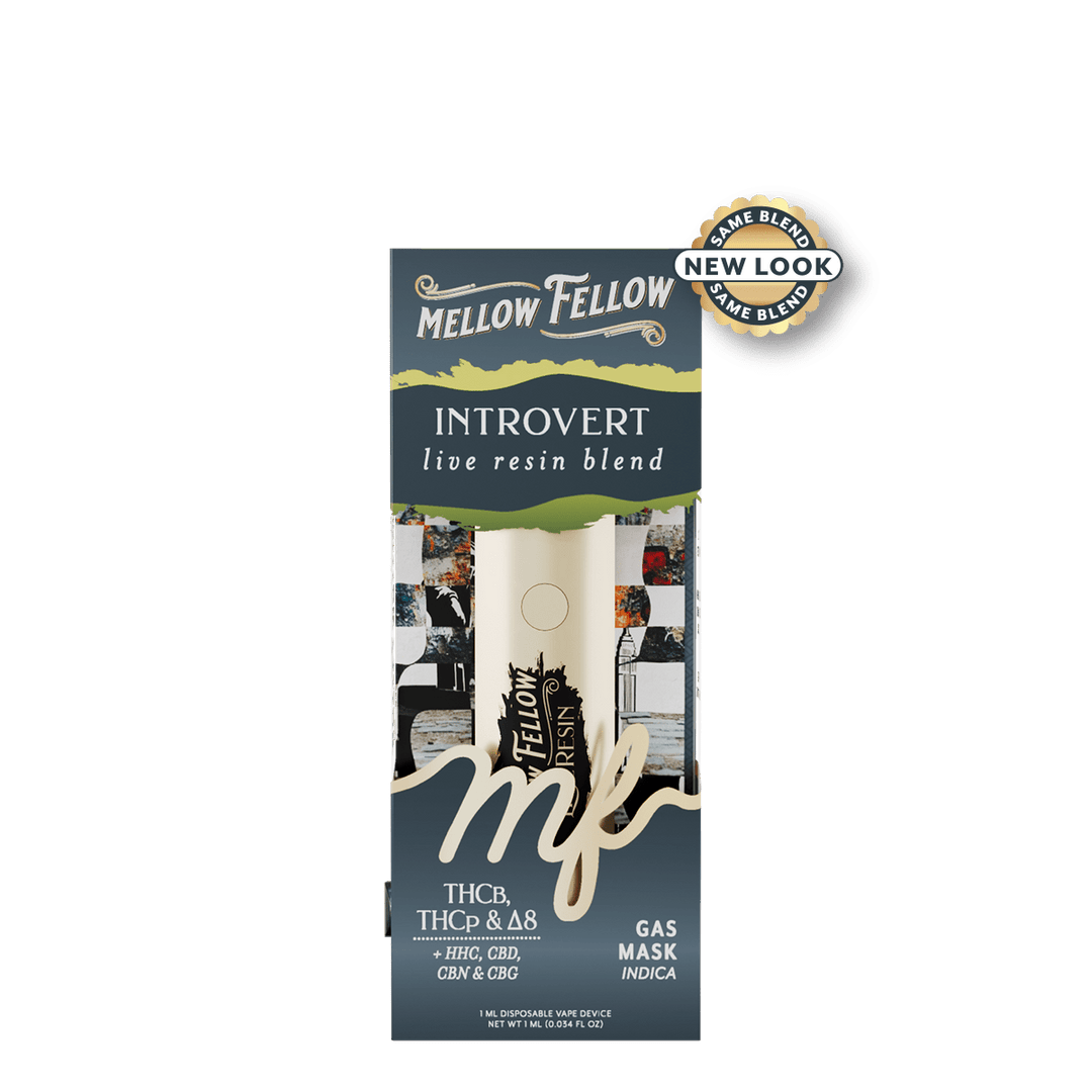 Introvert Blend - Destination: NYC - Live Resin 1ml Disposable Vape - Gas Mask (Indica) - Mellow Fellow