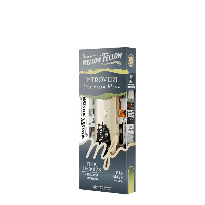 Introvert Blend - Destination: NYC - Live Resin 1ml Disposable Vape - Gas Mask (Indica) - Mellow Fellow