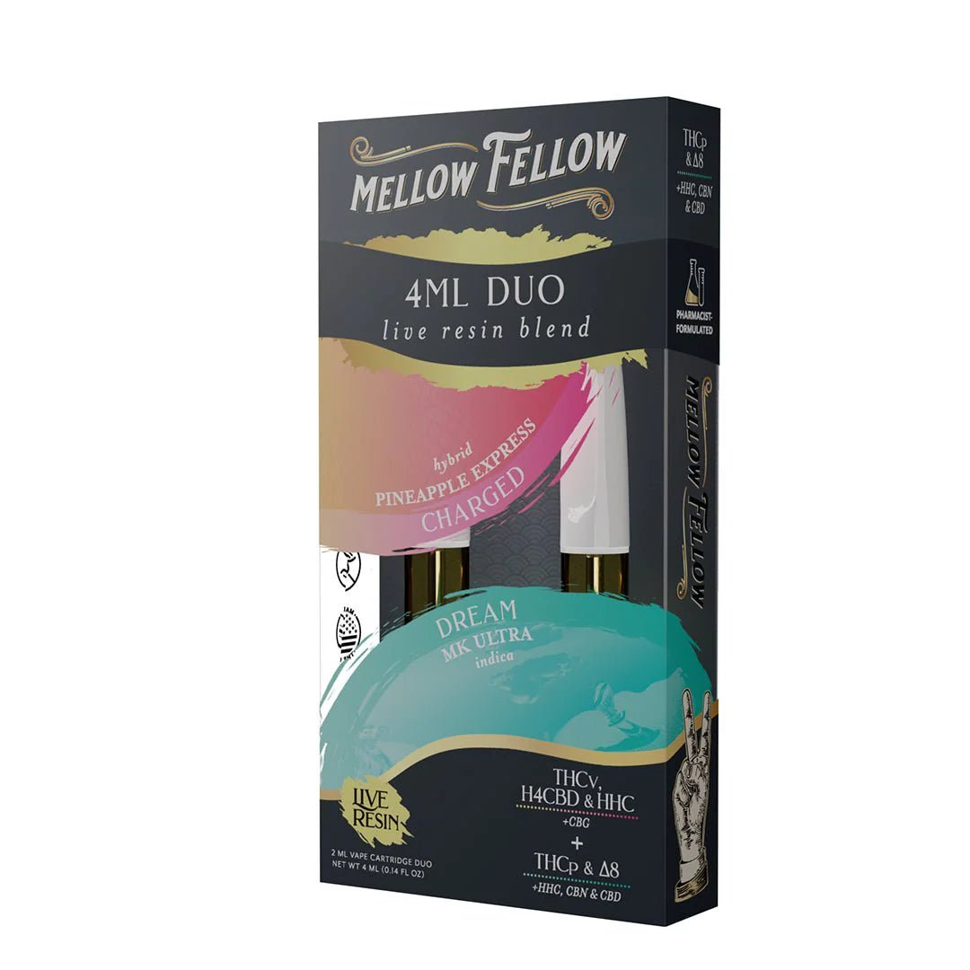 Charged - Pineapple Express (Hybrid) & Dream - MK Ultra (Indica) - Live Resin 4ml Vape Cart Duo - Mellow Fellow