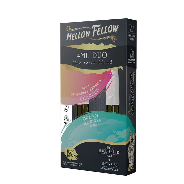 Charged - Pineapple Express (Hybrid) & Dream - MK Ultra (Indica) - Live Resin 4ml Vape Cart Duo - Mellow Fellow
