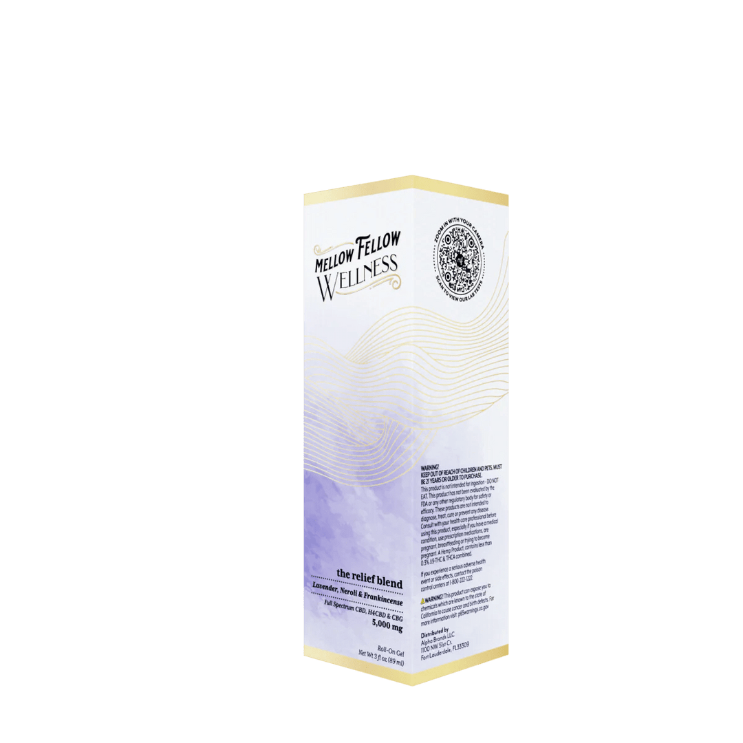 Wellness Roll On Gel - The Relief Blend - Lavender, Neroli + Frankincense - 5000mg - Mellow Fellow