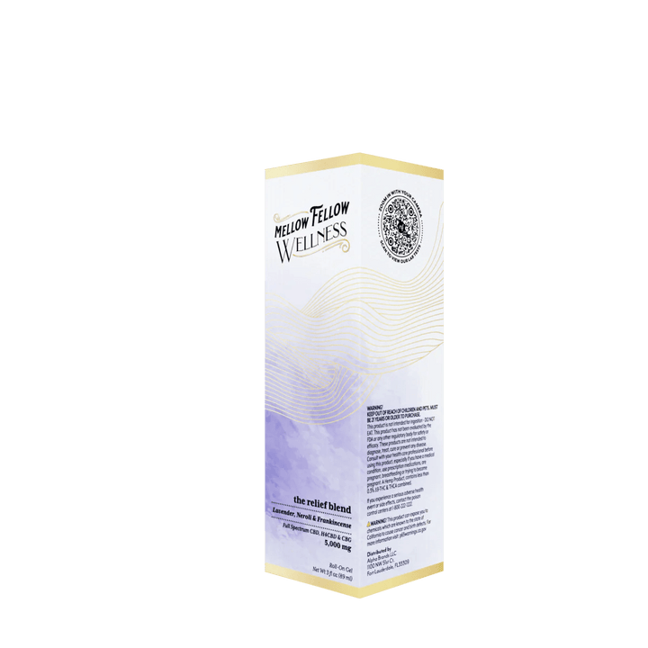 Wellness Roll On Gel - The Relief Blend - Lavender, Neroli + Frankincense - 5000mg - Mellow Fellow