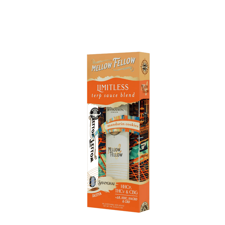 Limitless Blend - Terp Sauce 1ml Disposable Spinner Vape - Mandarin Cookies (Sativa) - Mellow Fellow