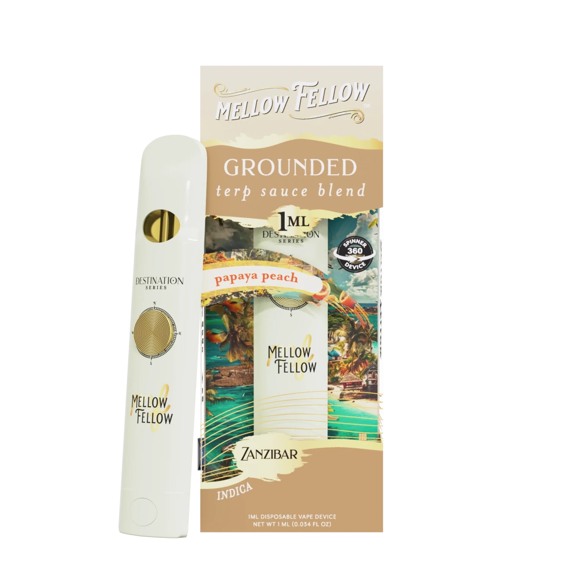 【ナオミライト　テディベア（31）　TUPPENCE（タペンス）】 Grounded Blend - Terp Sauce 1ml Disposable Spinner Vape - Papaya