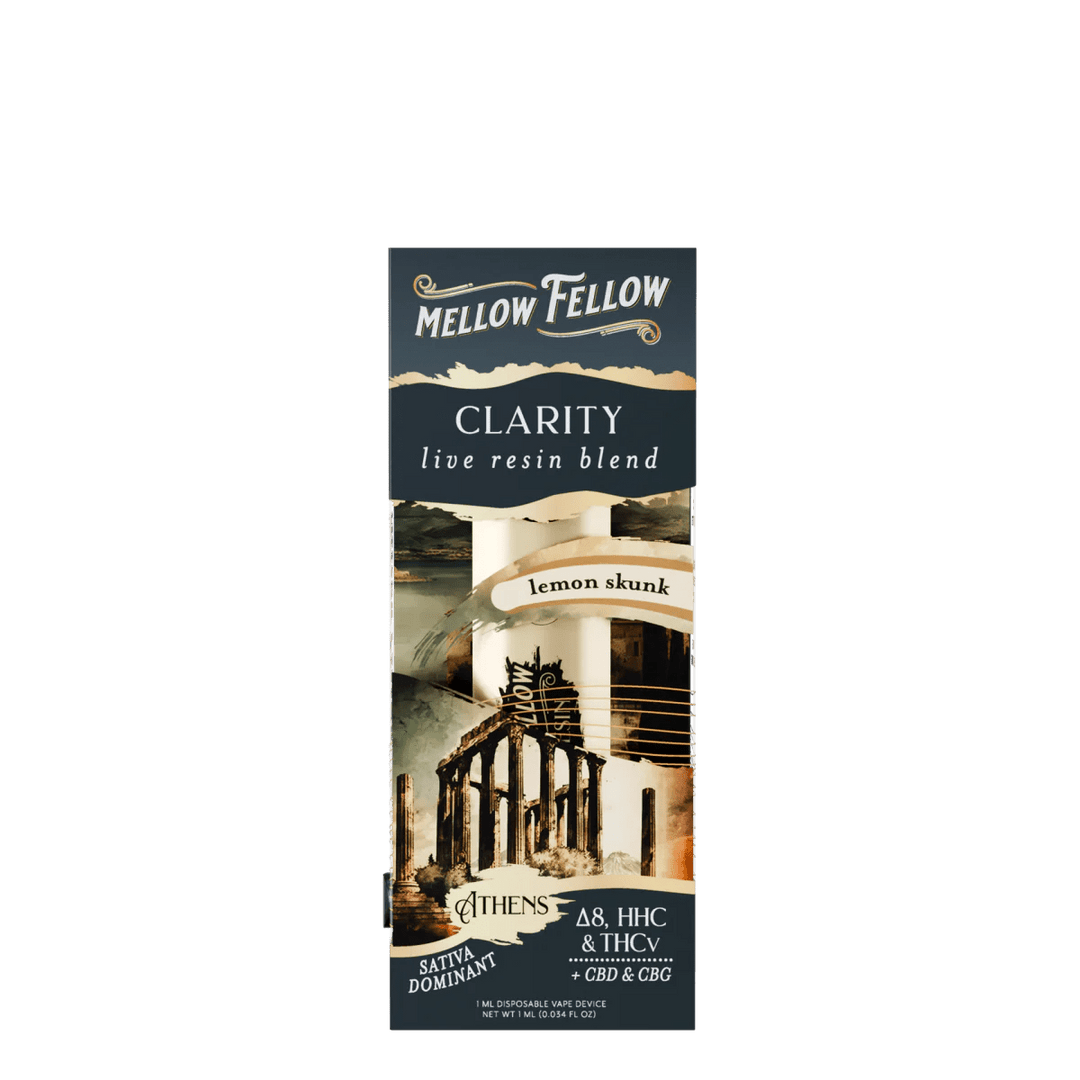 Clarity Blend - Destination: Athens - Live Resin 1ml Disposable Vape - Lemon Skunk (Sativa Dominant) - Mellow Fellow