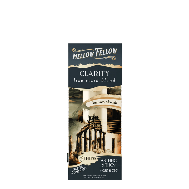 Clarity Blend - Destination: Athens - Live Resin 1ml Disposable Vape - Lemon Skunk (Sativa Dominant) - Mellow Fellow