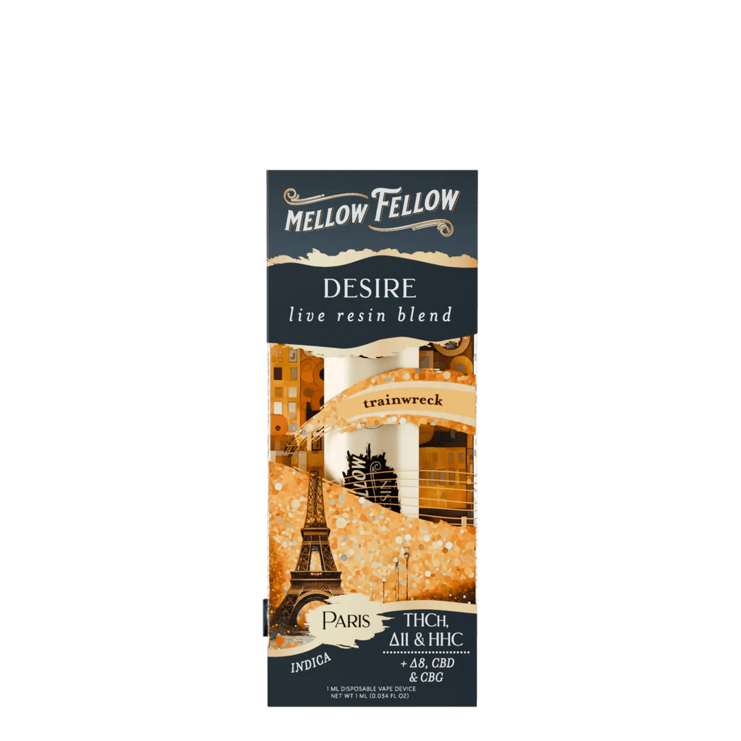 Desire Blend - Destination: Paris - Live Resin 1ml Disposable Vape - Trainwreck (Indica) - Mellow Fellow