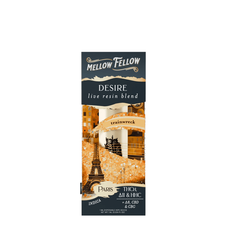Desire Blend - Destination: Paris - Live Resin 1ml Disposable Vape - Trainwreck (Indica) - Mellow Fellow