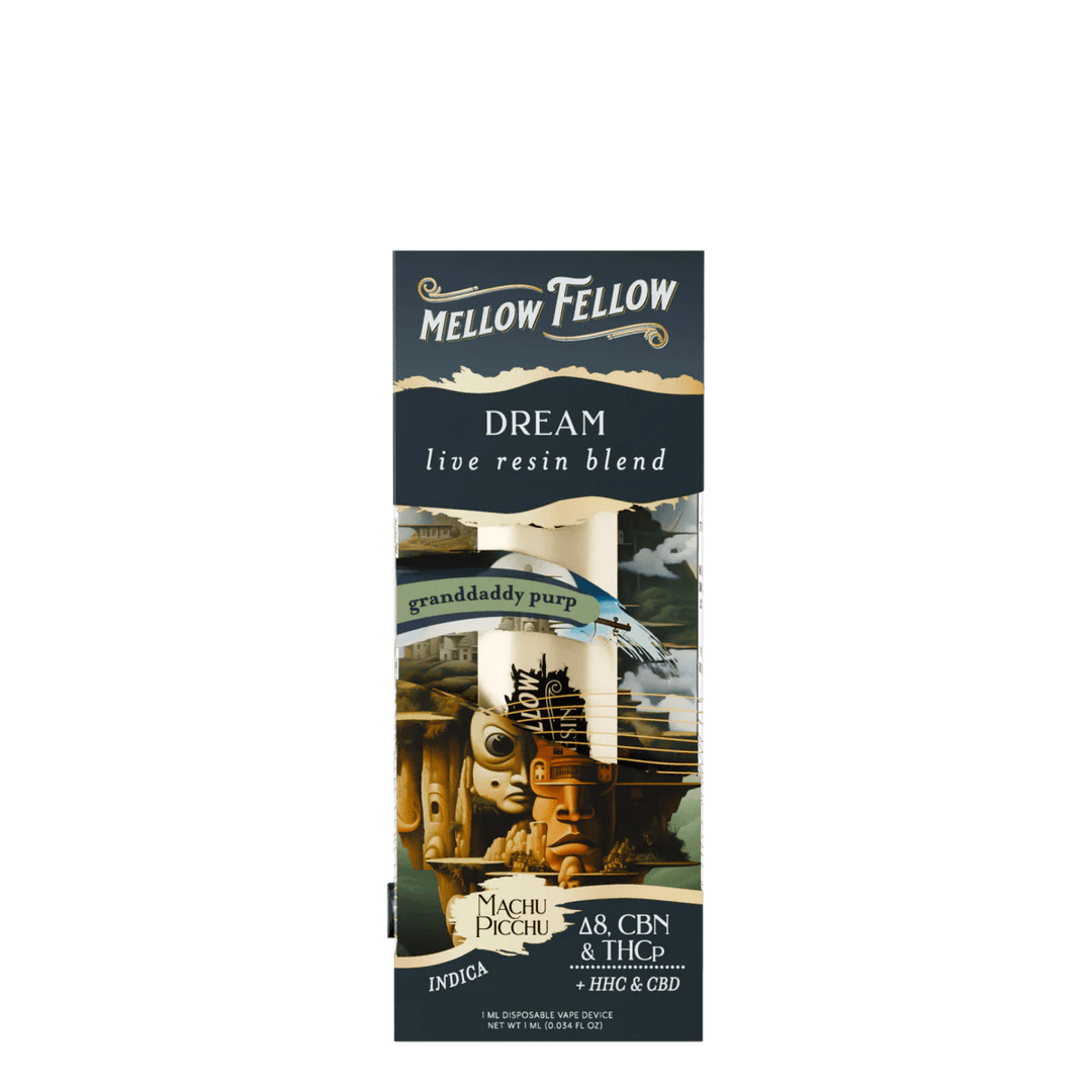 Dream Blend - Destination: Machu Picchu - Live Resin 1ml Disposable Vape - Granddaddy Purp (Indica) - Mellow Fellow