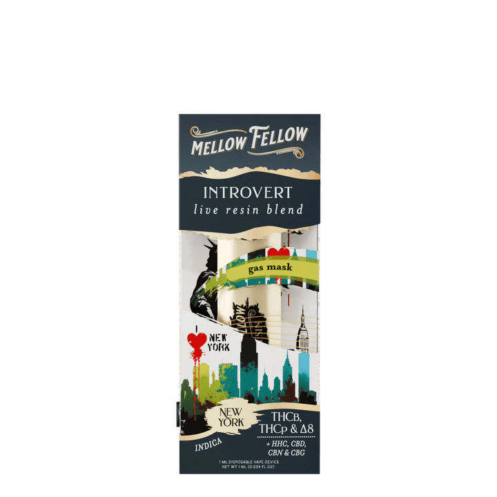 Introvert Blend - Destination: NYC - Live Resin 1ml Disposable Vape - Gas Mask (Indica) - Mellow Fellow