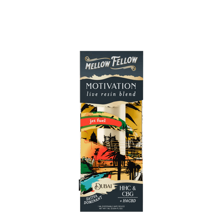 Motivation Blend - Destination: Dubai - Live Resin 1ml Disposable Vape - Jet Fuel (Sativa Dominant) - Mellow Fellow
