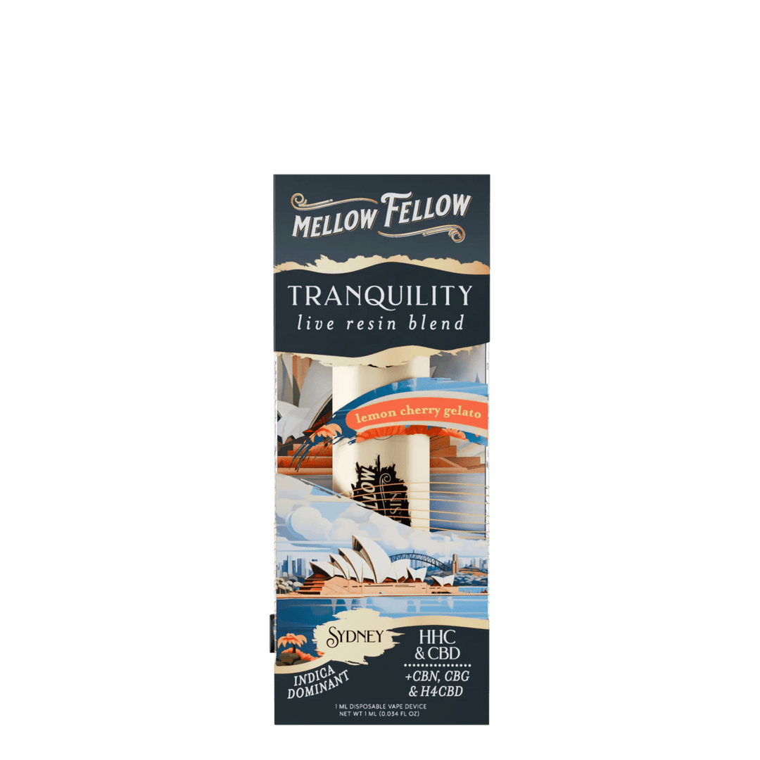 Tranquility Blend - Destination: Sydney - Live Resin 1ml Disposable Vape - Lemon Cherry Gelato (Indica Dominant) - Mellow Fellow