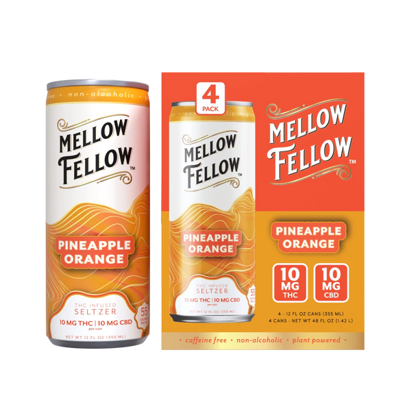 Delta 9 THC + CBD Seltzer Beverage 20MG - Pineapple Orange 4 Pack Delta 9 THC + CBD Seltzer Beverage 20MG - Pineapple Orange 4 Pack