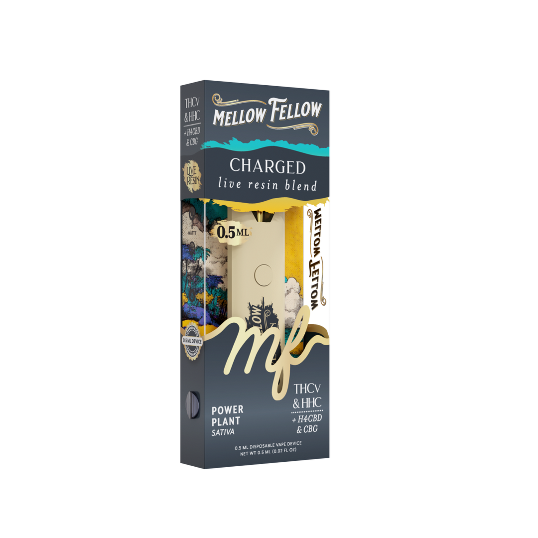 Charged Blend 0.5ml Live Resin Disposable Vape - Power Plant (Sativa) - Mellow Fellow