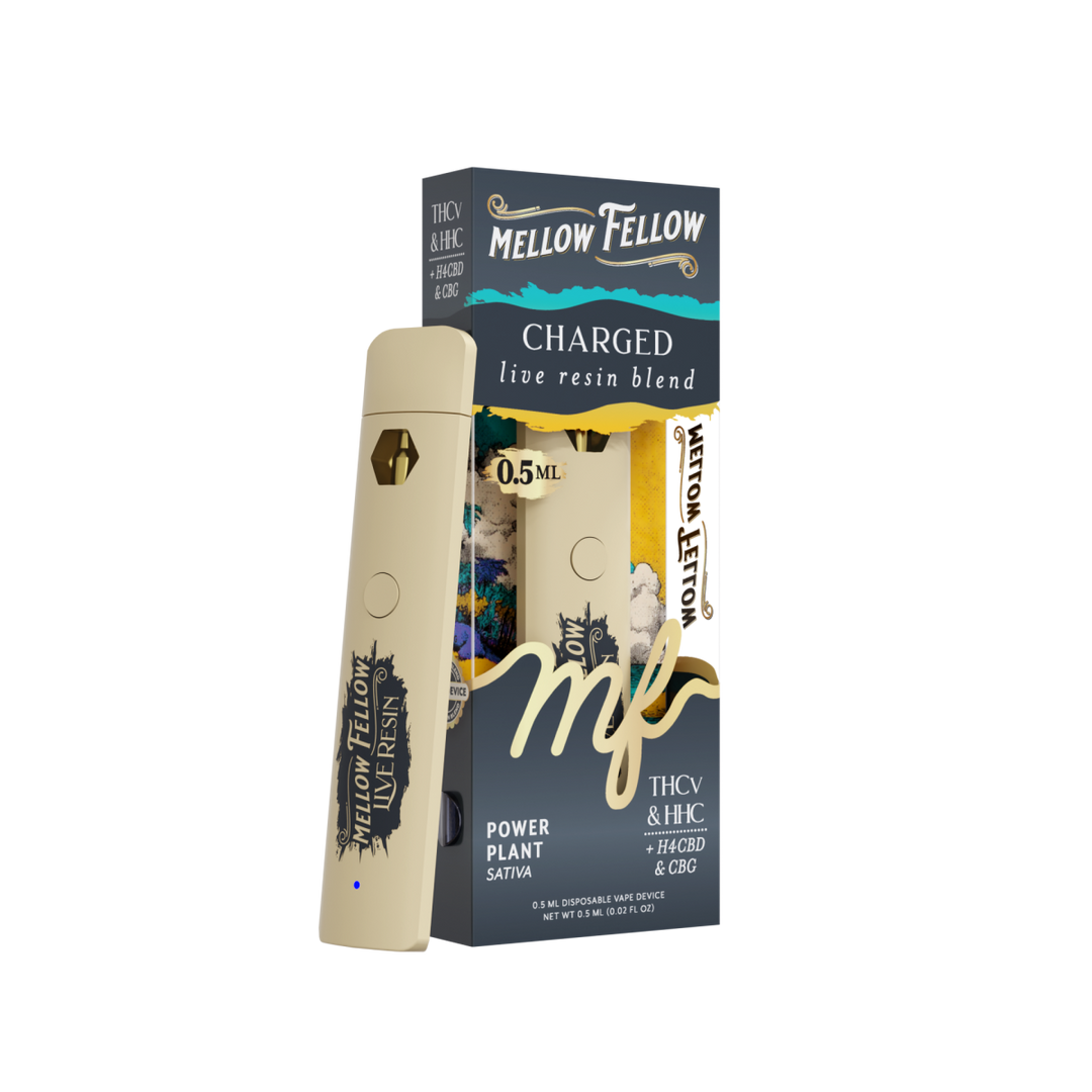 Charged Blend 0.5ml Live Resin Disposable Vape - Power Plant (Sativa) - Mellow Fellow