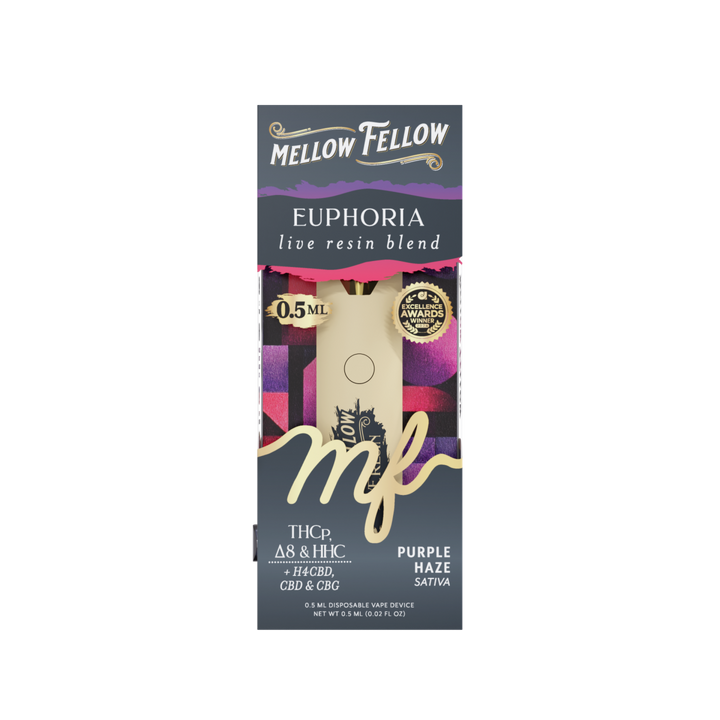 Euphoria Blend 0.5ml Live Resin Disposable Vape - Purple Haze (Sativa) - Mellow Fellow