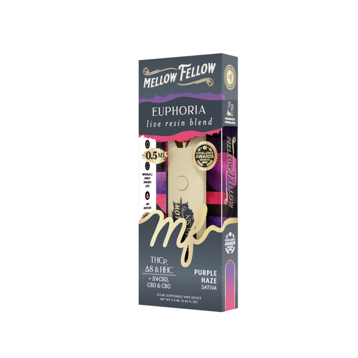 Euphoria Blend 0.5ml Live Resin Disposable Vape - Purple Haze (Sativa) - Mellow Fellow